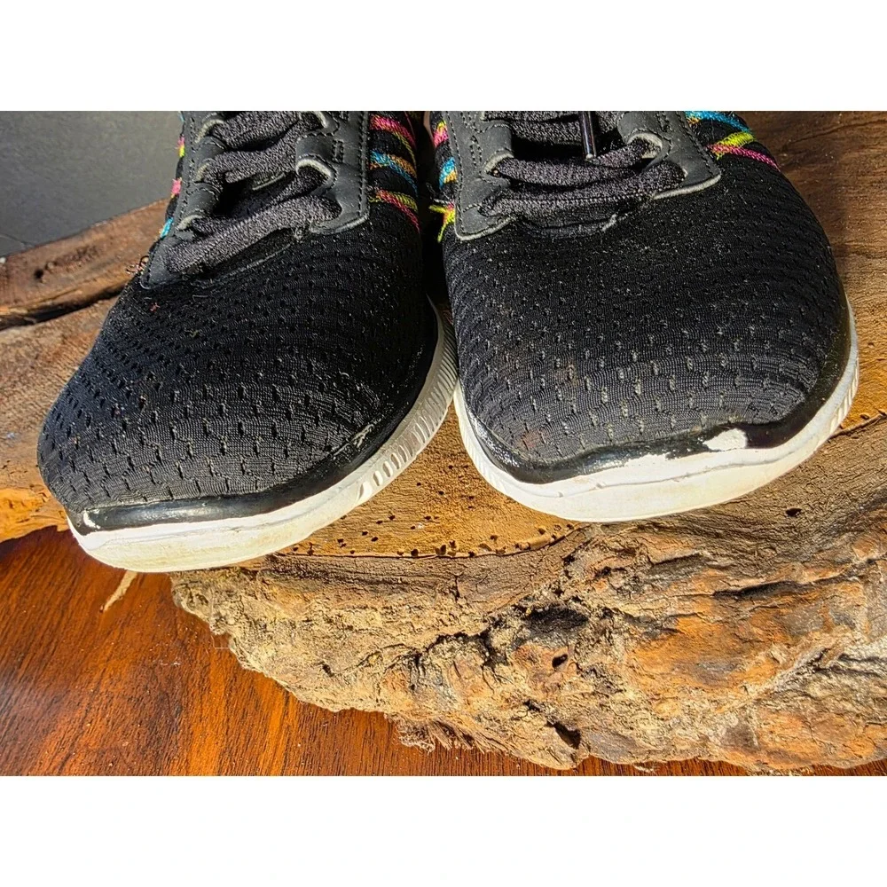 Skechers Athletic Flex Sole Sneakers Womens 7.5 Black Multi Lightweight 11885